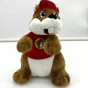 Buc-ees 11" Inch Plush Bucky Beaver Red Hat Red Logo Shirt JAAG Stuffed Animal